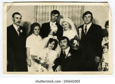 Ussr - CIRCA 1970s: An Antique Black & White Photo Show Wedding