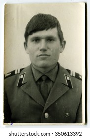 Ussr - CIRCA 1970s: An Antique Black & White Photo Show Portrait Of A Man