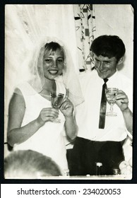 USSR - CIRCA 1970s: An Antique Photo Show Wedding