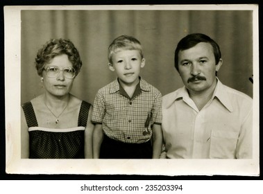 USSR - CIRCA 1970s: An Antique Photo Shows Family Portrait