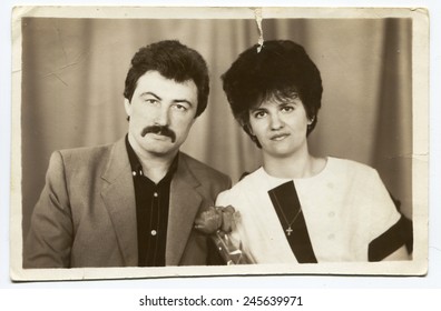 USSR - CIRCA 1970s: An Antique Photo Shows Family Portrait