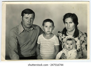 USSR - CIRCA 1970s: An Antique Photo Shows Family Portrait