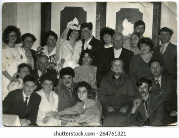 USSR, Petrapavlovsk - CIRCA 1980s: An Antique Photo Shows Wedding Day