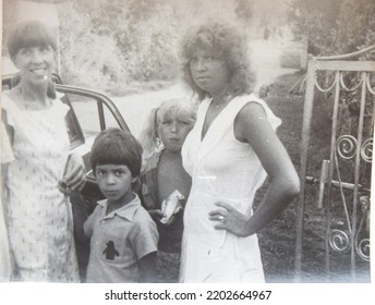 USSR, SOCHI - CIRCA 1981: Vintage Photo Of Family Friends