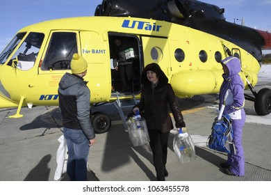 Ust-Teguss. Uvatsky District, Tyumen Region. 11/03/2018, Early Voting At The Presidential Elections In Russia. Rosneft Oil Field