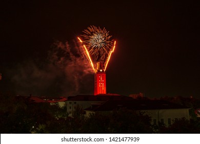 UT Tower Graduation Fireworks 