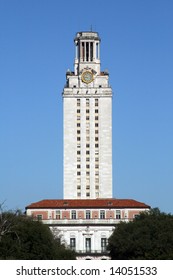 UT Tower Stands Tall In Downtown Austin, Texas.