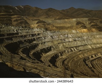 Utah Copper Company open-pit mine workings at Carr Fork, at Bingham Canyon, Utah. 1942 photo by Andreas Feininger. - Powered by Shutterstock