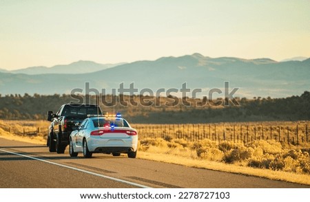 Utah Highway Police Patrol Traffic Stop. Speeding Ticket Theme.