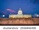 Utah State Capitol building in Salt Lake City in Utah USA at sunset
