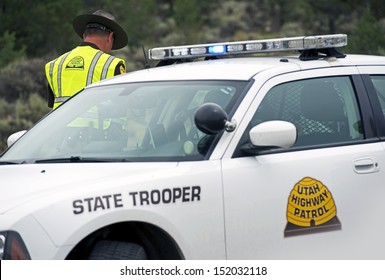 Utah State Trooper Cruiser. Police Car and Trooper. Police Photo Collection. - Shutterstock ID 152032118
