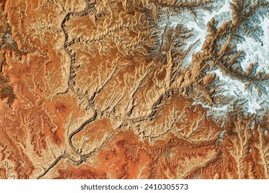 Utahs Dark Canyon Complex. Petroglyphs, hanging gardens, and deep canyons make this remote landscape a notable part of Bears Ears National. Elements of this image furnished by NASA. - Powered by Shutterstock