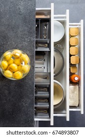 Utensils Organized In Kitchen Drawers