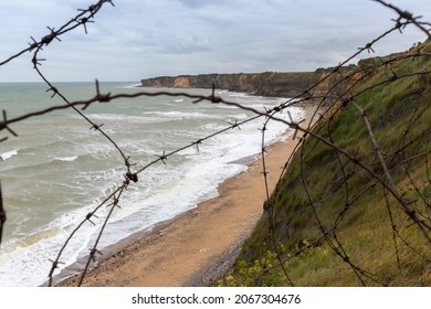 UTHA BEACH, FRANCE - Aug 31, 2021: WWII Remains Of D-Day Invasion On June 6, 1944