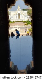 
Uthai Thani, Thailand- May 10, 2022: Unique Perspective View Of White Temple Thailand.