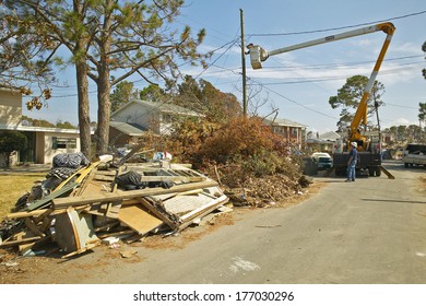 Utility Repairs To Suburban Homes In Pensacola Florida After Hurricane Ivan Storm