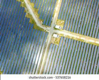 Utility Scale Solar Farm Aerial View