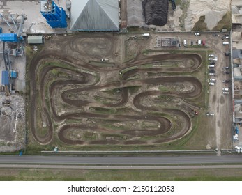 Utrecht, 3th Of April 2022, The Netherlands. Motorcross Racing Dirt Track. Offroad Race Course For Motorcycle Activitiy Leisure And Sports Outdoors. Extreme Sports Active Lifestyle Racing Track.