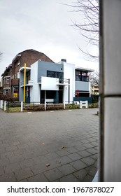 Utrecht, The Netherlands, February 18 - 2021: UNESCO Rietveld Schröder House - Designed By Architect Gerrit Rietveld