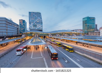 Utrecht, Netherlands - February 19, 2020: Central Station in Utrecht, Netherlands. It is a major transit hub. Both the railway station and bus station are the largest and busiest in the Netherlands.