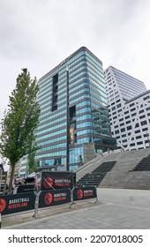 Utrecht, Netherlands – July, 9, 2022. Modern Shopping Center Building Near The Railway Station. Cloudily, But Warm Dry Day. Early Morning, Almost No People In Sight.