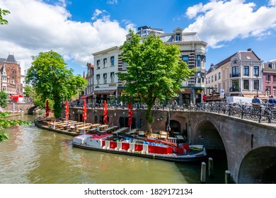 Utrecht, Netherlands - June 2018: Utrecht two-level canals in summer