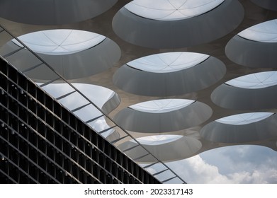 Utrecht, Netherlands - June 2021: Modern architecture at the railway station at Utrecht, Netherlands