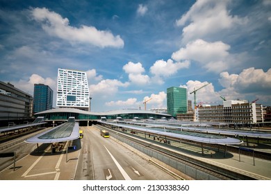 UTRECHT, NETHERLANDS - MAY 25, 2018: Utrecht bus and railway station Utrecht Centraal. Utrecht, Netherlands. The station is the largest and busiest in the Netherlands