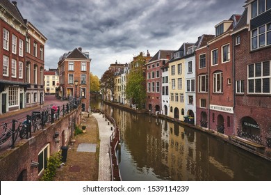 UTRECHT/NETHERLANDS - April 28, 2018: Houses at the canals of Utrecht city