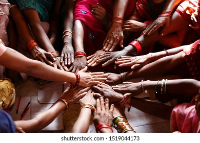 Uttar Pradesh, India 01 October 2017 Rural Village Women Studying Adult Education At Uttar Pradesh, India.