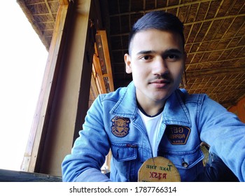 Uttarakhand,india-26 July 2020:selfie.clean Shaven,man Clicking A Selfie In A Restaurant.isolated.alone. 