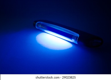 Uv Lamp On Table. Blue