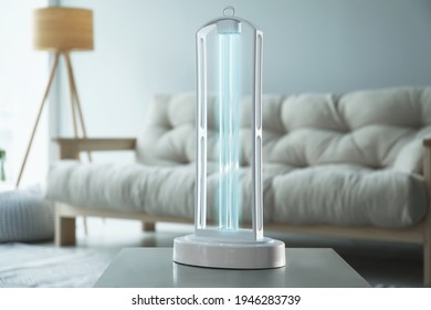 UV Sterilizer Lamp On Table At Home