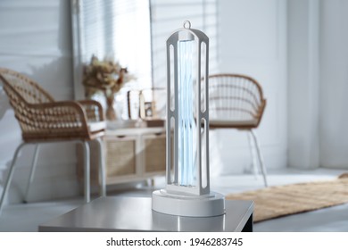 UV Sterilizer Lamp On Table At Home