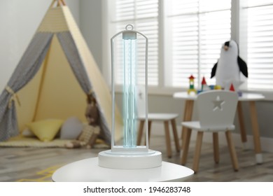 UV Sterilizer Lamp On Table At Home