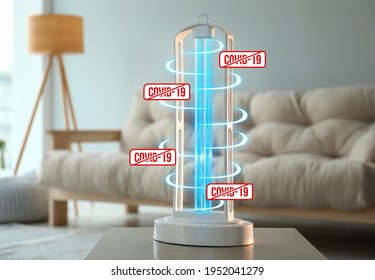 UV Sterilizer Lamp On Table At Home