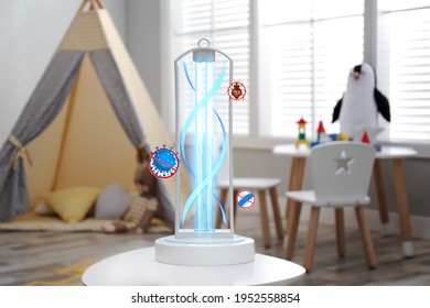 UV Sterilizer Lamp On Table At Home