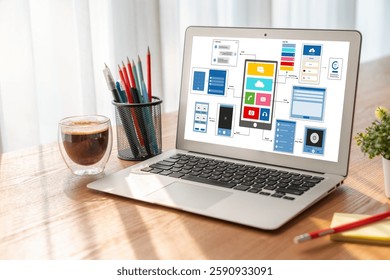 UX UI design process for modish mobile application and website . Creative prototype of wireframe for professional app developer .