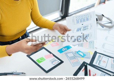 UX UI design process for modish mobile application and website . Creative prototype of wireframe for professional app developer .