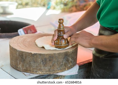  Uyghur Men Making Traditional Xinjiang Naan Bread, China