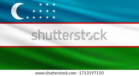 Uzbekistan flag with fabric texture