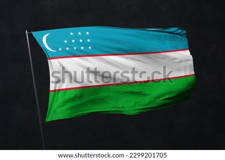 Uzbekistan flag isolated on black background with clipping path. flag symbols of Uzbekistan. flag frame with empty space for your text.