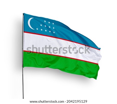 Uzbekistan flag isolated on white background with clipping path.