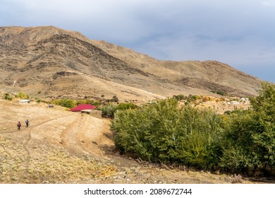 Uzbekistan, Landscape And Villages While Hiking In The Nuratau Mountains.