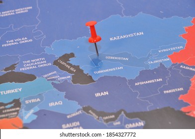Uzbekistan map on Msia map