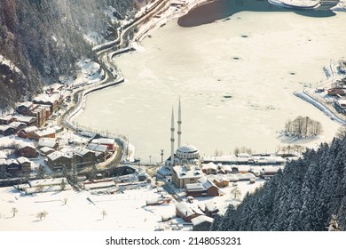 Uzungol Lake In The Snow, Blacksea Çaykara Trabzon Turkey