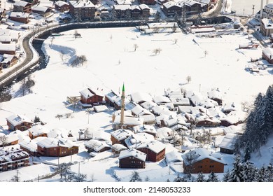 Uzungol Lake In The Snow, Blacksea Çaykara Trabzon Turkey