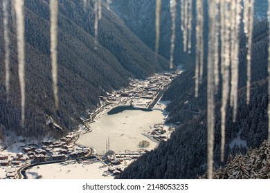 Uzungol Lake In The Snow, Blacksea Çaykara Trabzon Turkey