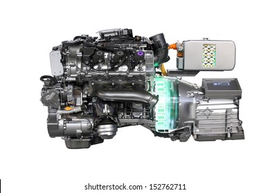 V6 Car Hybrid Engine Isolated