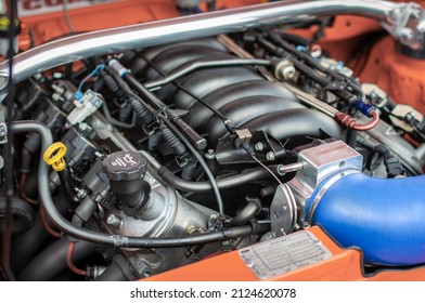 V8 under the bonnet of performance car